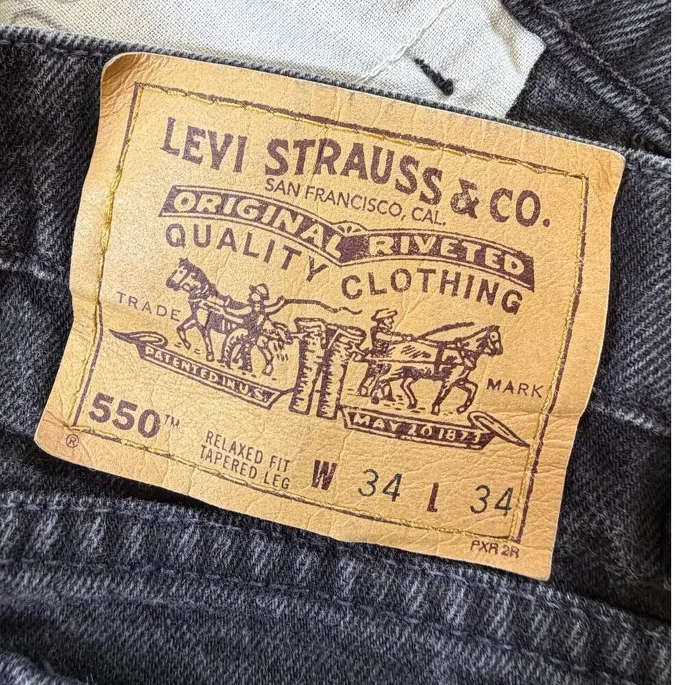 Levi's 550 Men's Black 34x34 Relaxed Straight Leg Denim Jeans Pants Casual Fit